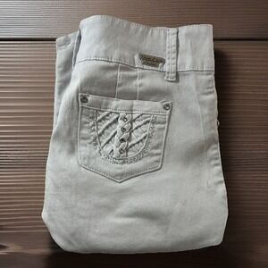 Tush Push Womens White Knee Length Shorts Zip Double Button Stretch Black Size 7